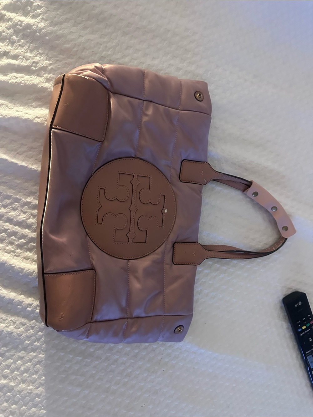 Leather Tote Bag in Dusty Pink